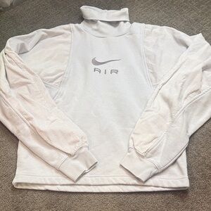 Nike Air Women’s Light Blue and White Corduroy Turtleneck Sweatshirt Size Small
